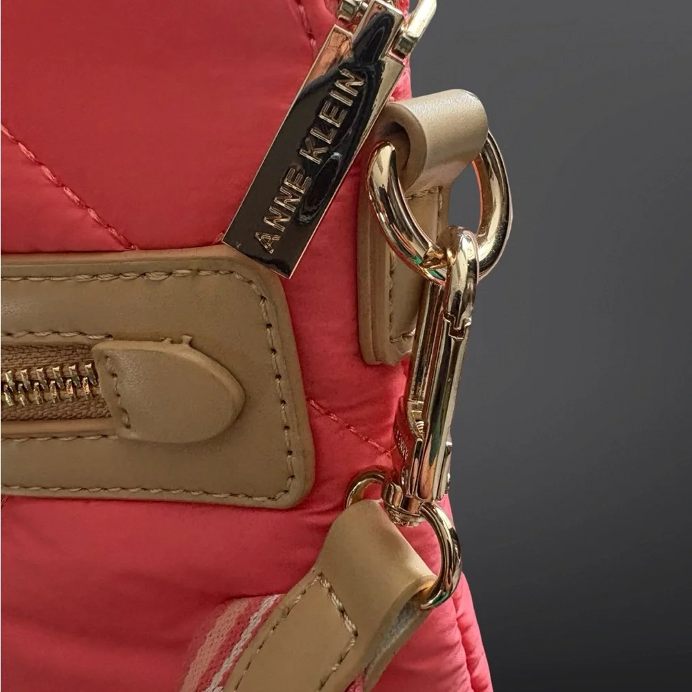 Anne Klein Pink Quilted Crossbody Bag Color Ocean Coral - Picture 4 of 9